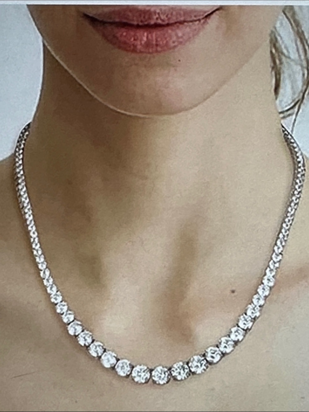 Classic Silver Crystal Tennis Necklace - Elegant Women Jewelry